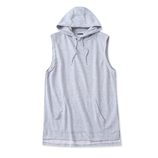 中长无袖毛圈卫衣秋新款外贸女装休闲袋鼠兜宽松大码连帽衫18401