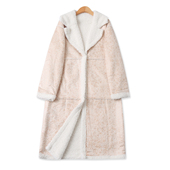 外贸女装 时尚 西装 羊羔毛大衣冬新款 领按扣毛边拼接长袖 外套19470