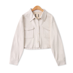 翻领短款 麂皮外套春季 休闲百搭单排扣长袖 外贸女装 夹克19255 新款