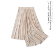 百褶裙夏新款 百搭不规则可调节搭扣显瘦拉链半身裙12587 外贸女装