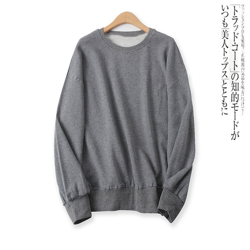 毛圈卫衣秋新款外贸女装休闲百搭圆领宽松大码螺纹长袖上衣13782