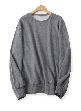 毛圈卫衣秋新款外贸女装休闲百搭圆领宽松大码螺纹长袖上衣13782