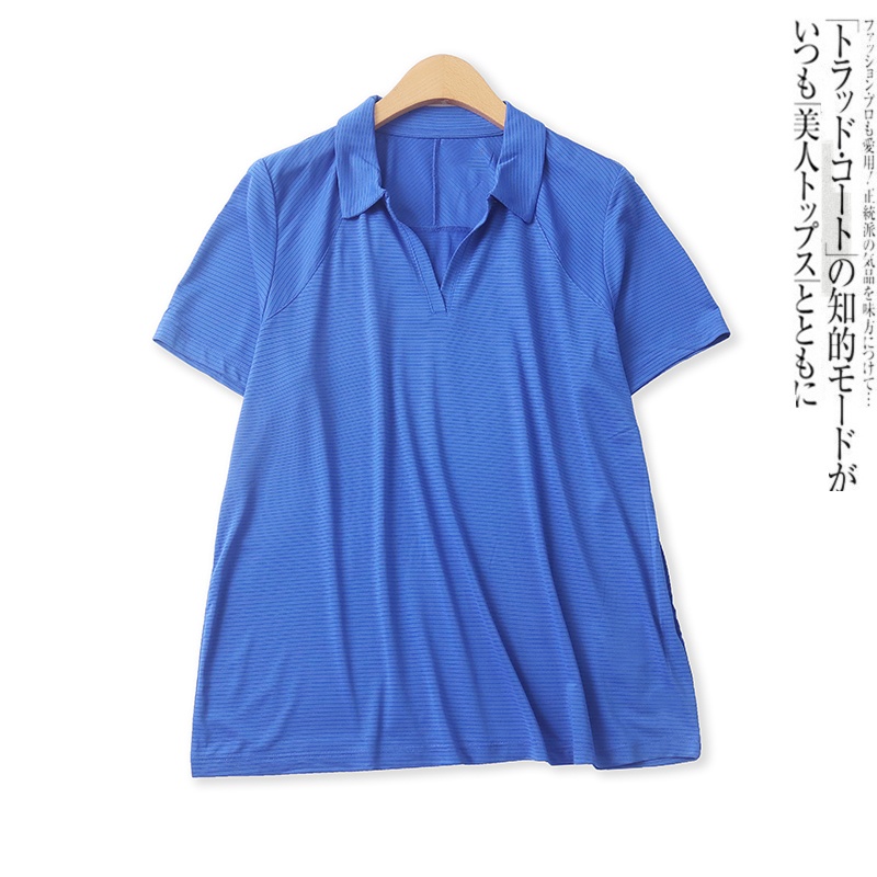 速干运动T恤夏新款外贸女装百搭纯色透气宽松套头短袖POLO衫18042