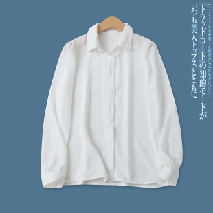 百搭单排扣宽松娃娃领长袖 白衬衫 时尚 外贸女装 衬衣16313 春夏新款