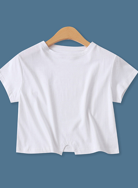 短款棉T恤夏季新款外贸女装百时尚搭纯色圆领修身短袖上衣17019