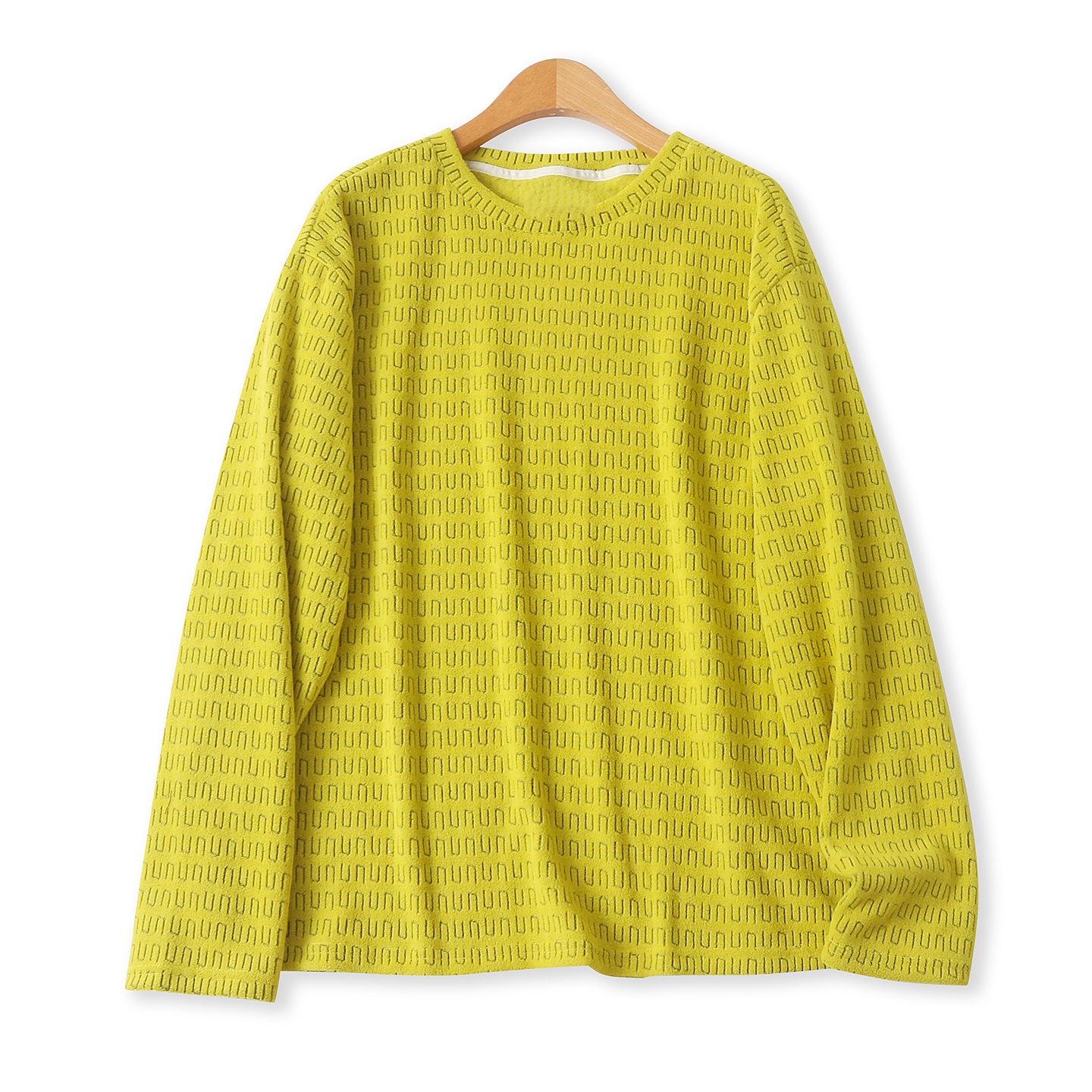 提花绒衫秋季新款外贸女装百搭软糯纯色圆领宽松长袖打底衫18744