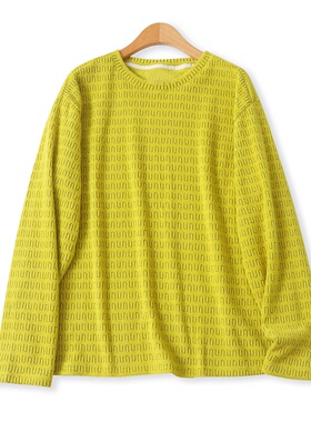 提花绒衫秋季新款外贸女装百搭软糯纯色圆领宽松长袖打底衫18744