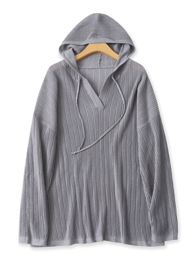 螺纹连帽衫秋季新款外贸女装百搭糖果色宽松套头长袖针织衫18681