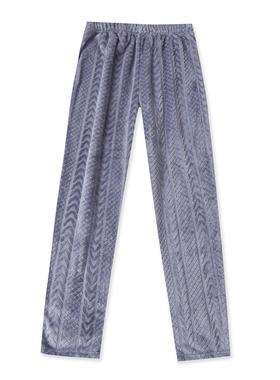 珊瑚绒睡裤冬季新款外贸女装纯色保暖松紧高腰宽松家居长裤19322