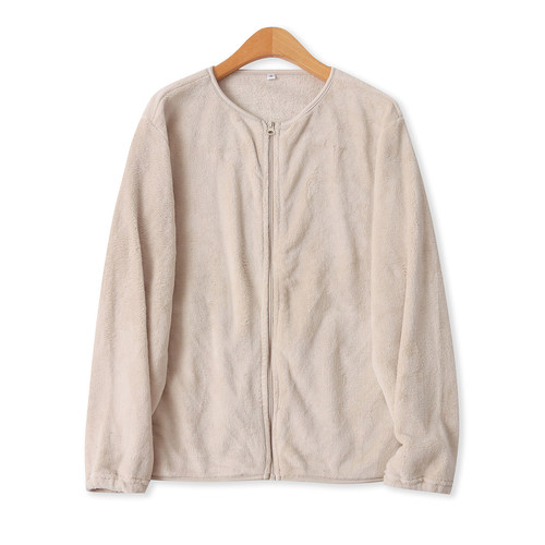 日单绒衫秋冬新款外贸女装百搭休闲圆领宽松长袖拉链绒开衫19059