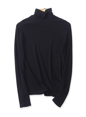 高领打底衫秋新款外贸女装纯色百搭修身高弹力长袖螺纹上衣16935