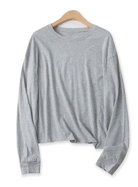 打底棉T恤春秋季新款外贸女装纯色百搭圆领弹力显瘦长袖上衣16329