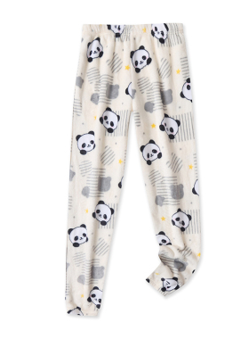 印花睡裤冬季新款外贸女装亲肤珊瑚绒松紧腰宽松收口家居裤17359