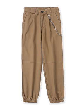 工装裤秋季新款外贸女装百搭装饰链条半松紧高腰显瘦休闲裤11607