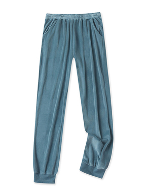 金丝绒运动裤春新款外贸女装百搭修身松紧腰束口休闲长裤17487