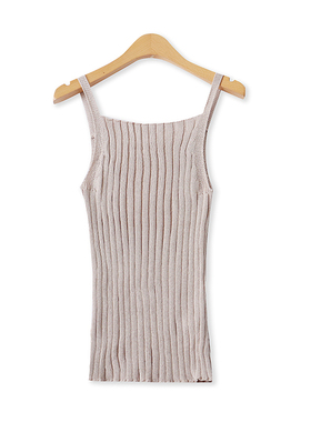 针织吊带上衣春夏新款外贸女装时尚百搭可叠穿修身坑条背心18130