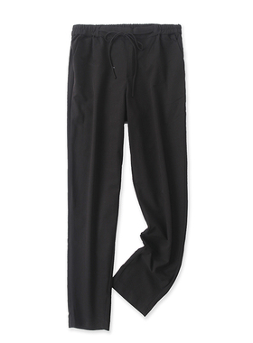 休闲裤春夏季新款外贸女装百搭显瘦松紧腰系带口袋斜纹长裤14292