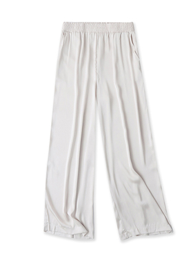 缎面阔腿裤春夏新款外贸女装休闲百搭松紧高腰宽松大码长裤18067