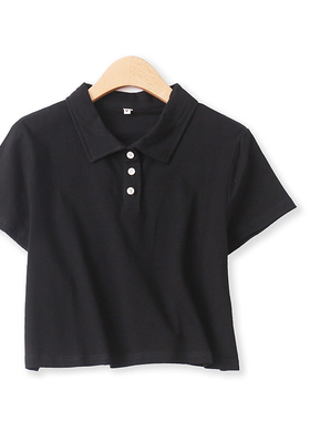 POLO衫秋季新款外贸女装短款糖果色百搭休闲修身显瘦短袖T恤13567