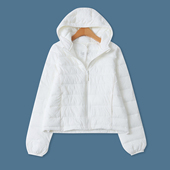 轻薄棉衣冬新款 连帽拉链外套19269 衍缝骨条长袖 外贸女装 百搭修身