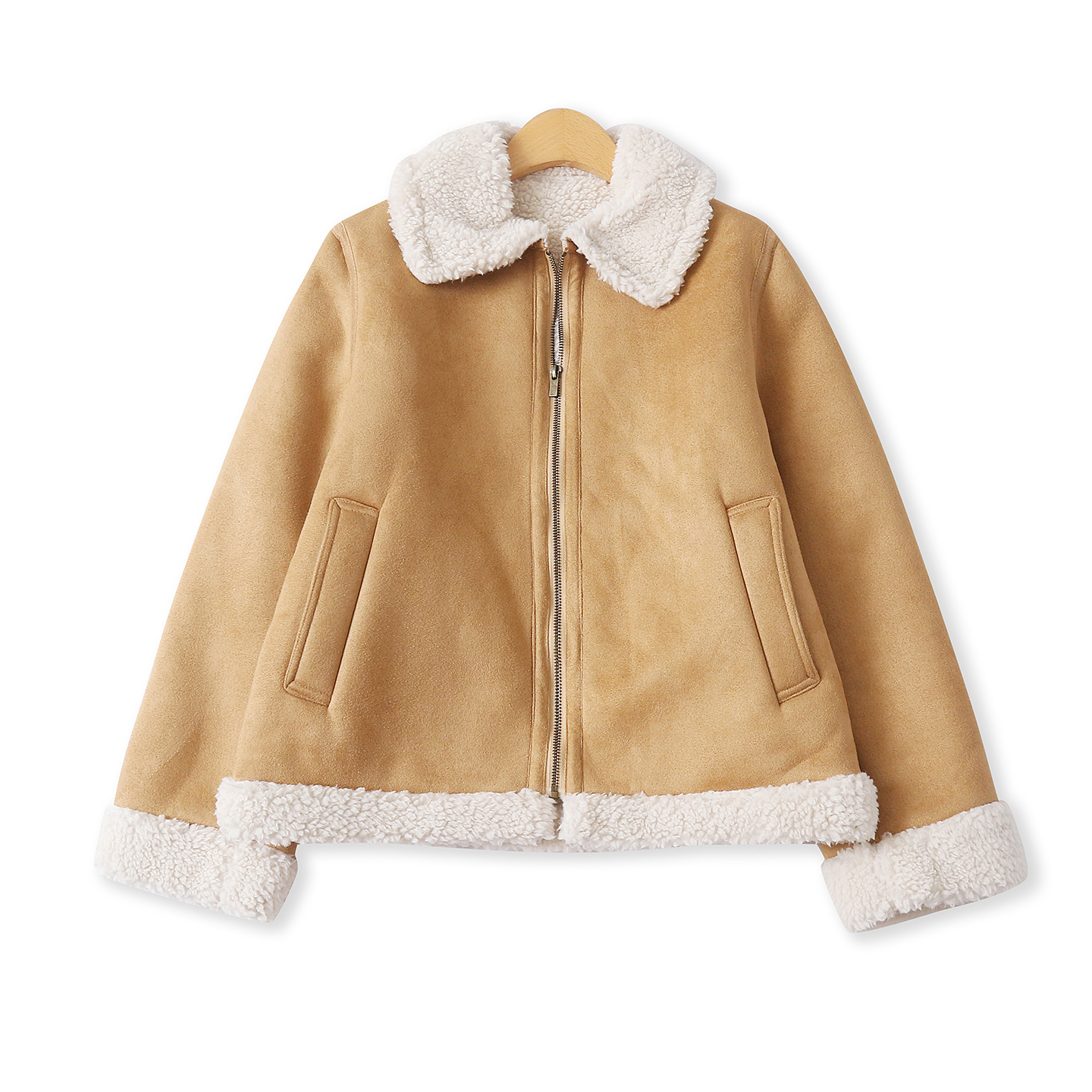 麂皮夹克冬新款外贸女装百搭保暖皮毛一体显瘦长袖拉链外套18727