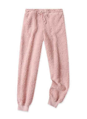 毛毛绒裤冬季新款外贸女装百搭保暖松紧高腰宽松束口家居裤15945