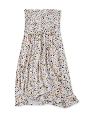 棉绸碎花抹胸裙夏季新款外贸女装 百搭松紧褶皱高腰显瘦短裙16308