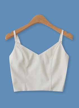 PU皮拼接背心夏季新款外贸女装时尚百搭性感露脐显瘦吊带衫15403