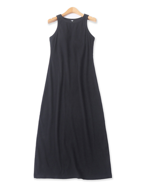 螺纹背心裙夏季新款外贸女装纯色百搭收腰修身带胸垫打底裙19371