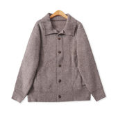 百搭翻领单排扣加厚长袖 针织毛衣开衫 外贸女装 新款 外套19474 冬季