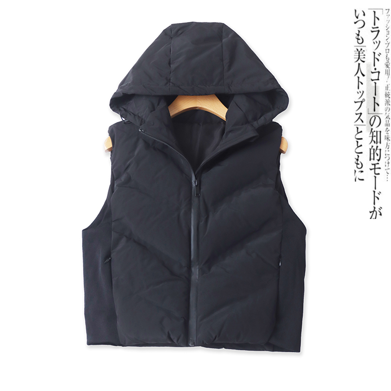 拉链休闲百搭短款连帽棉马甲