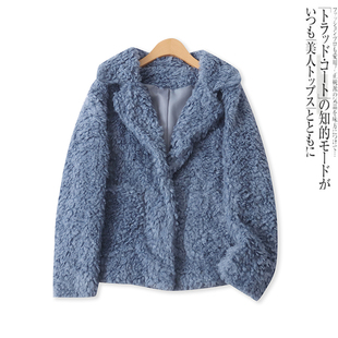 一粒扣宽松长袖 羊羔毛外套冬季 时尚 外贸女装 仿皮草大衣17869 新款