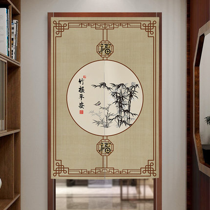 复古中式中国风棉麻布艺门帘卧室隔断帘卫生间厨房风水帘茶室挂帘