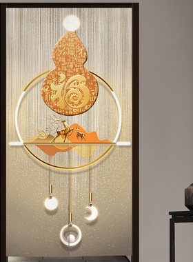 新款轻奢葫芦门帘家用玄关厕所遮挡帘卫生间挂帘免打孔卧室隔断帘