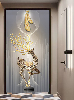 中式轻奢麋鹿门帘玄关厕所遮挡帘卫生间隔断帘家用卧室免打孔布帘