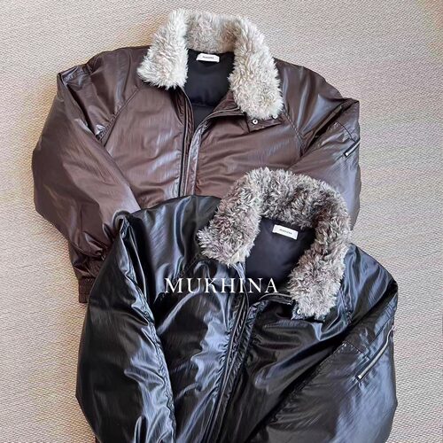 MUKHINA油蜡毛领羽绒服夹克