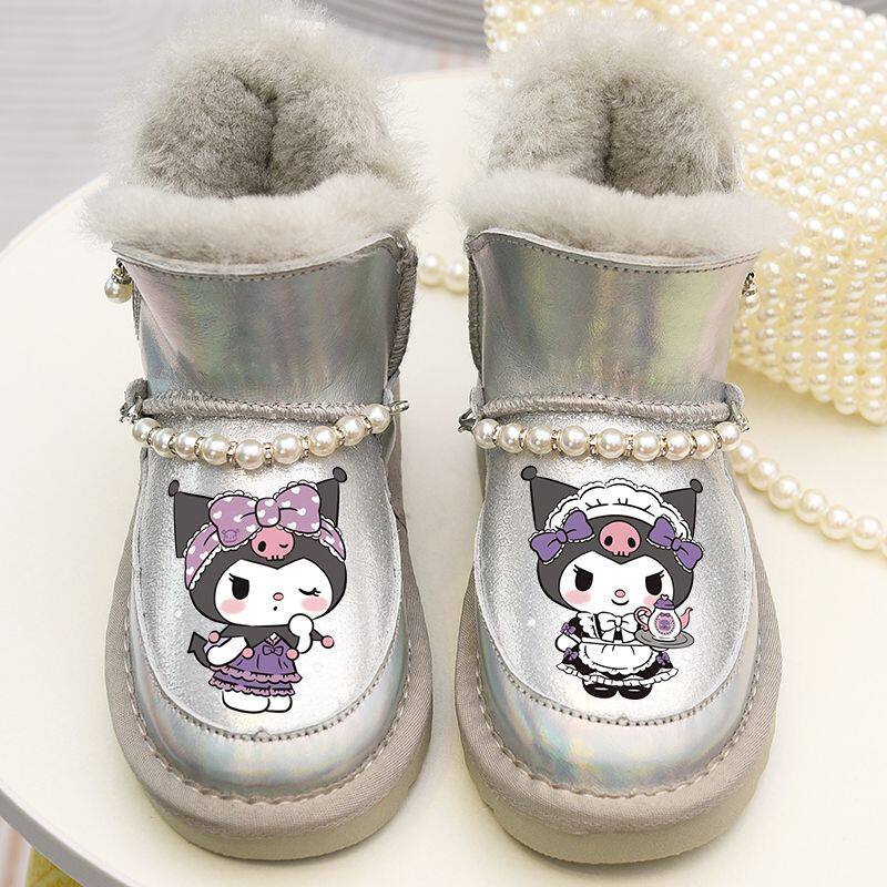 冬季女童防水羊皮毛一体雪地靴