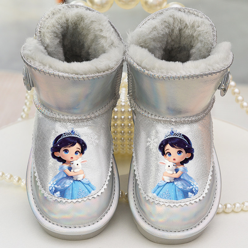 真皮女童雪地靴防水儿童棉靴子2026冬季新款大棉鞋加厚雪地棉童鞋