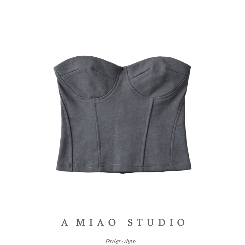 鱼骨贴身抹胸短款胸衣背心