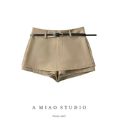 短裙辣妹高腰包臀显瘦假两件A字裙裤 长腿好穿气质西装 半身裙工装