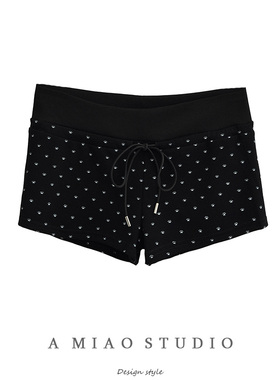 猫爪印花低腰抽绳运动短裤美式辣妹热裤松弛感百搭修身热裤夏季