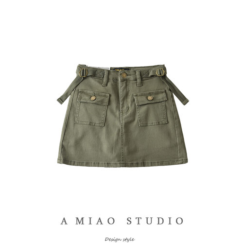 短裙工装风美式复古牛仔短裙