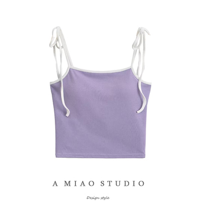 纯欲性感拼色吊带自带胸垫背心女