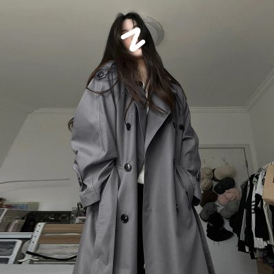 灰色风衣外套女中长版2025新款早春秋韩系小个子高级感英伦风大衣