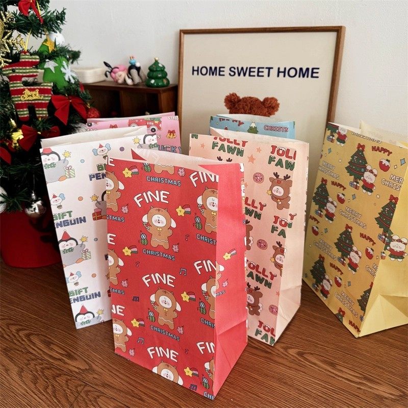 韩版ins风圣诞节可爱礼物平口纸袋节日礼物袋烘焙饼干零食袋包装