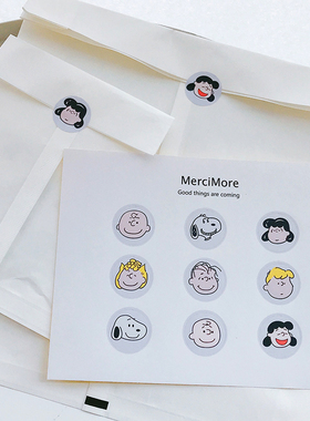 M家ins史努比小熊卡通韩国小众款不干胶贴纸手机装饰贴画封口贴