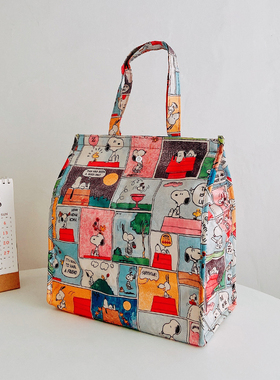 可爱史努比大容量饭盒袋折叠便携韩国铝箔保冷保温大号手提便当包
