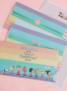 M家ins风彩虹史努比查理表白情书信封卡片文件收纳纸袋卡通信封