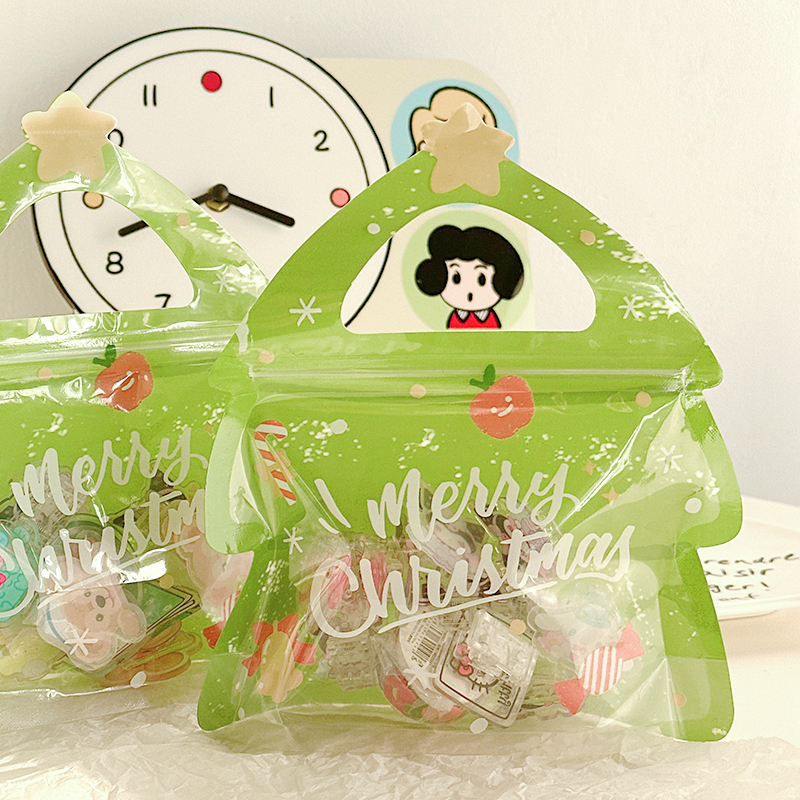 ins可爱圣诞树造型塑料自封袋圣诞节礼品包装袋塑料袋零食密封袋