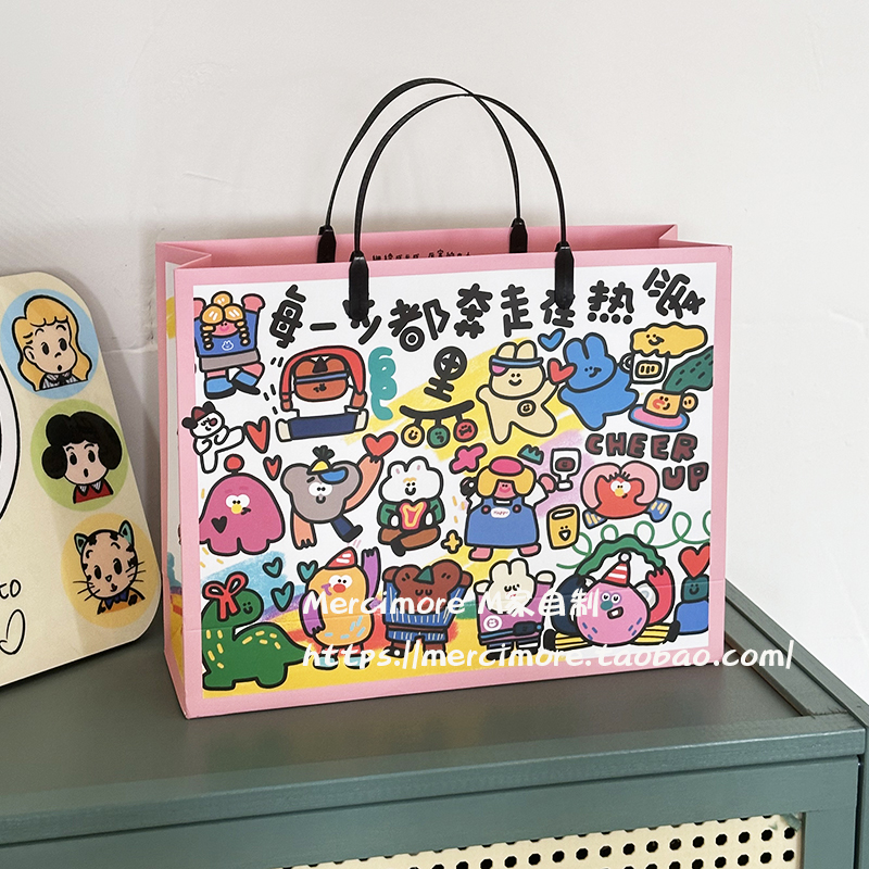 可爱涂鸦生日快乐服装店子袋